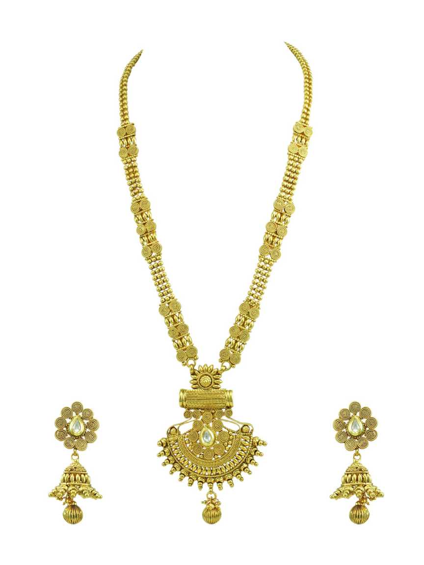NECKLACE EARRING in CHECKERED POLKI Style | Design - 14963