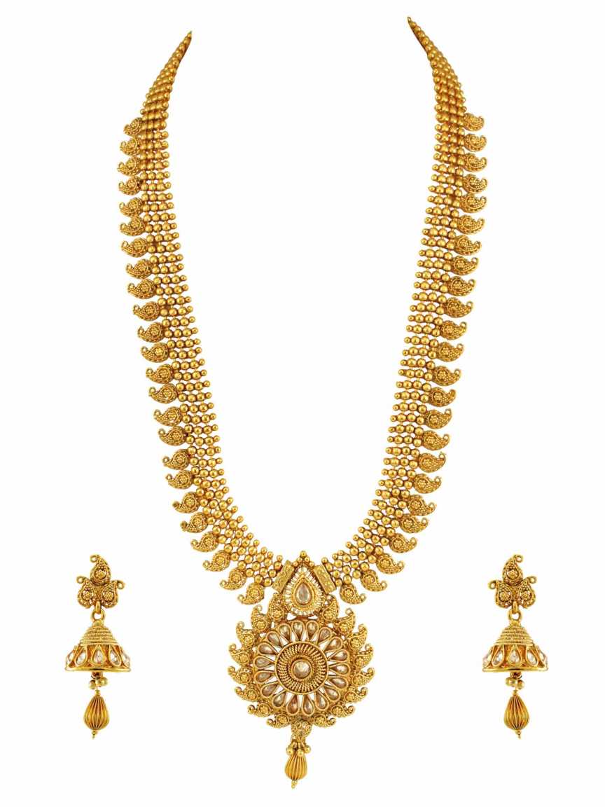NECKLACE EARRING in CHECKERED POLKI Style | Design - 14977