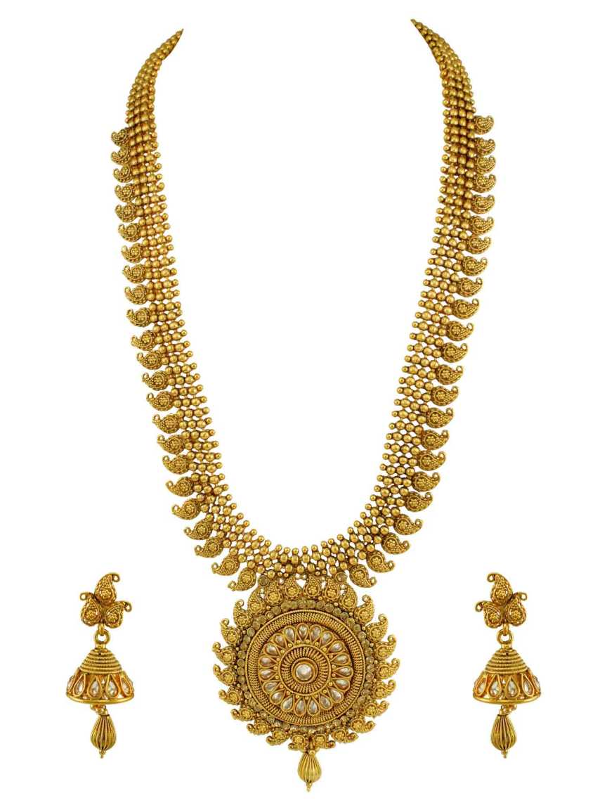 NECKLACE EARRING in CHECKERED POLKI Style | Design - 14978