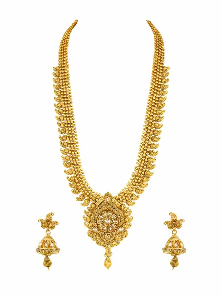 NECKLACE EARRING in CHECKERED POLKI Style | Design - 14982