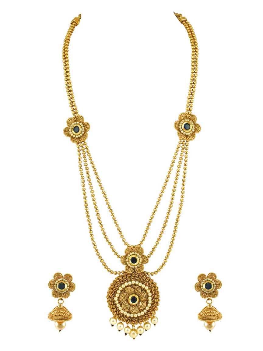 NECKLACE EARRING in CHECKERED POLKI Style | Design - 15017