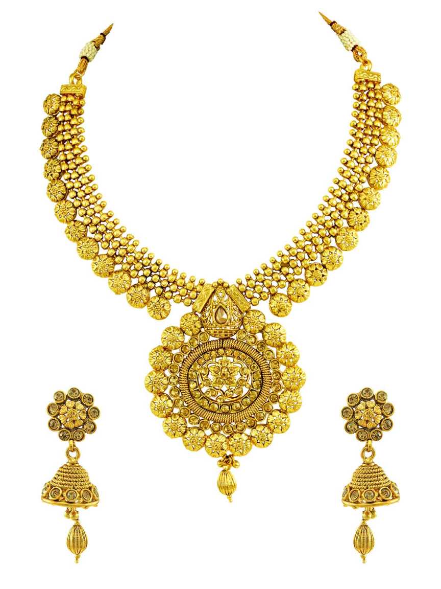 NECKLACE EARRING in CHECKERED POLKI Style | Design - 15082