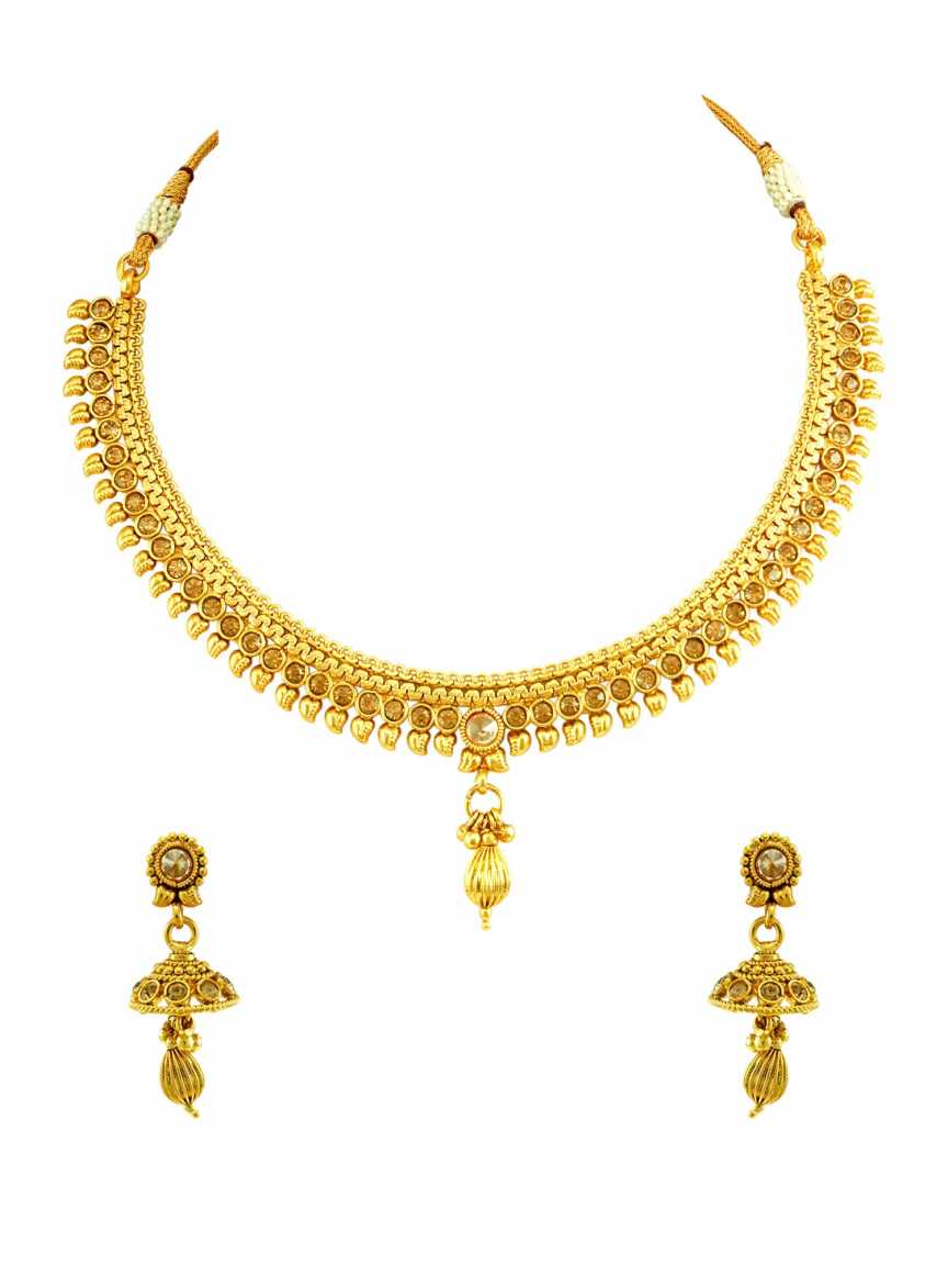 NECKLACE EARRING in CHECKERED POLKI Style | Design - 15086