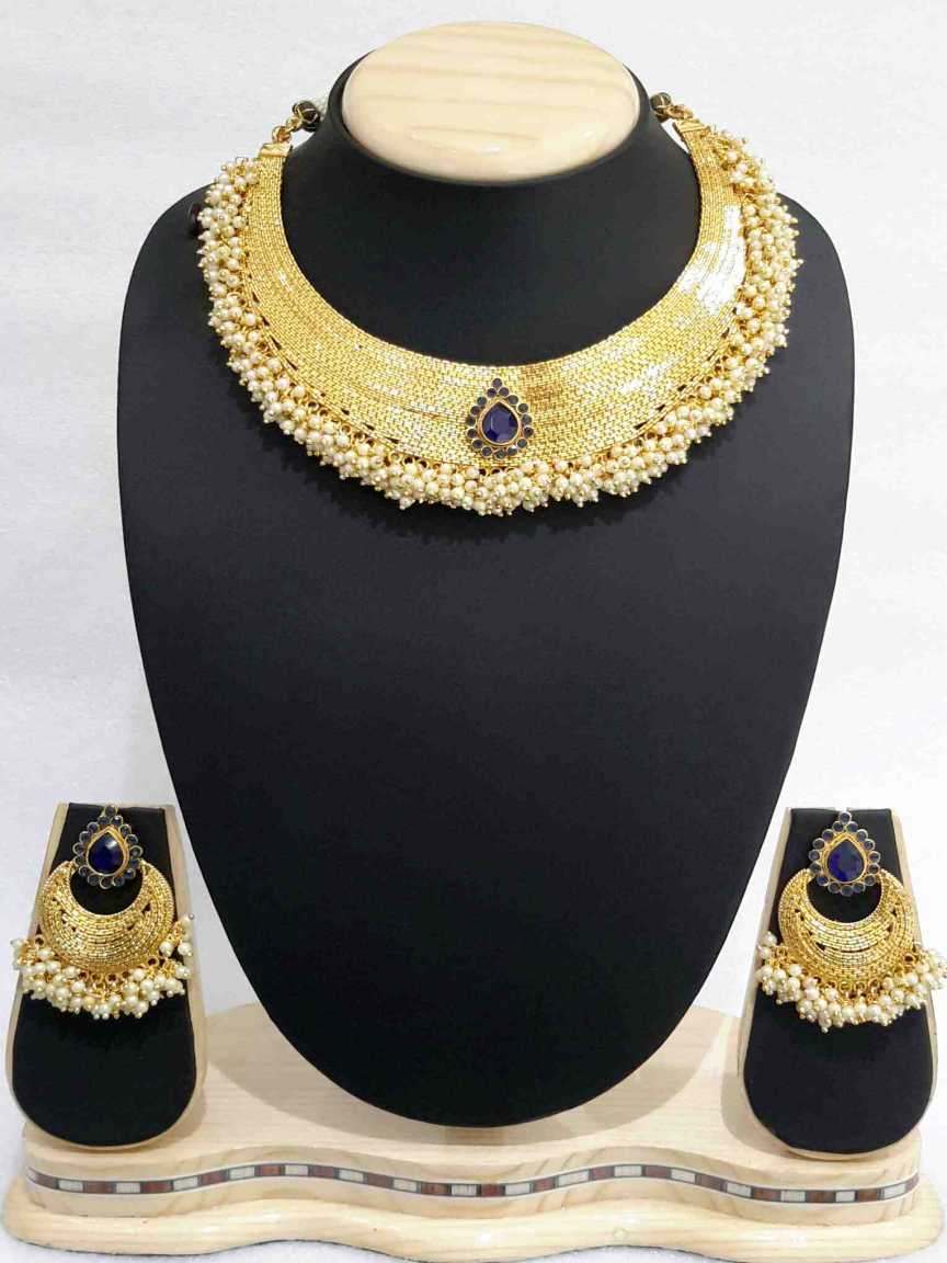 checkered_polki-necklace_earring-NLCK15110BLHG
