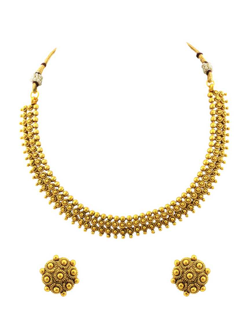 NECKLACE EARRING in CHECKERED POLKI Style | Design - 15205
