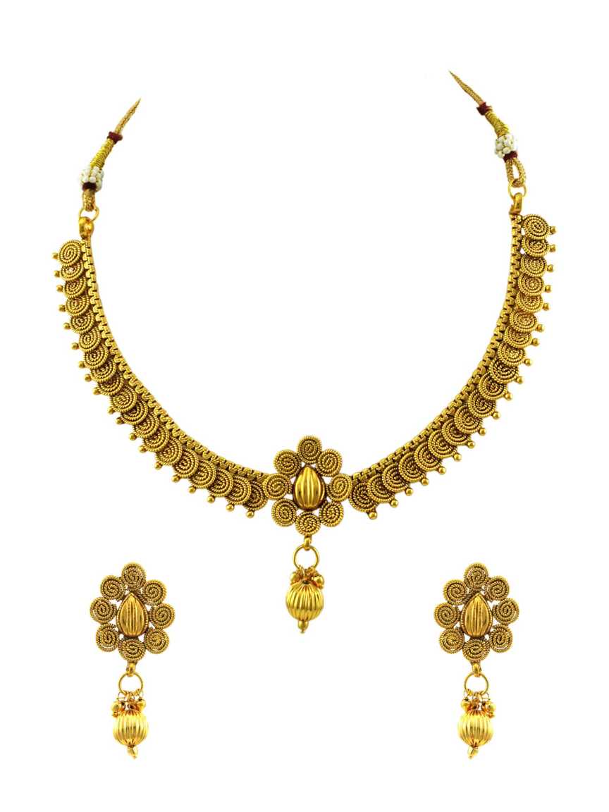 NECKLACE EARRING in CHECKERED POLKI Style | Design - 15213