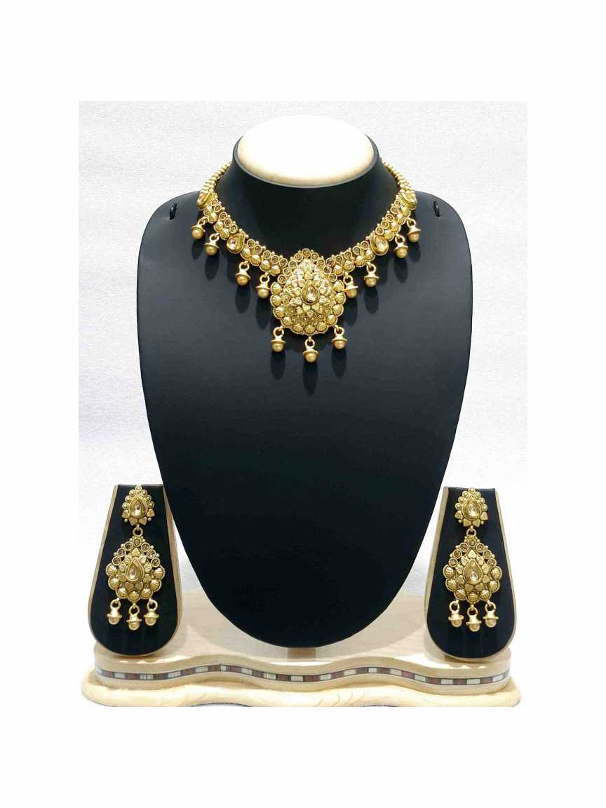 NECKLACE EARRING in CHECKERED POLKI Style | Design - 15231