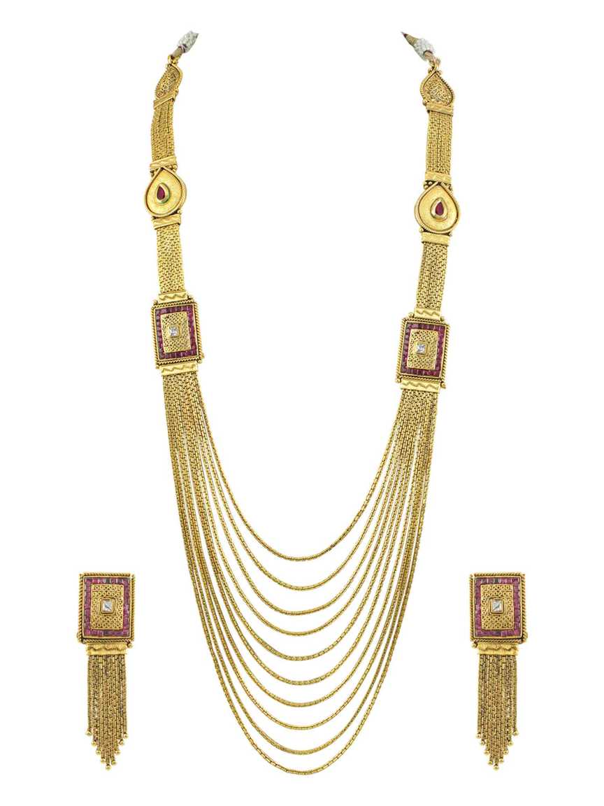 NECKLACE EARRING in CHECKERED POLKI Style | Design - 15267