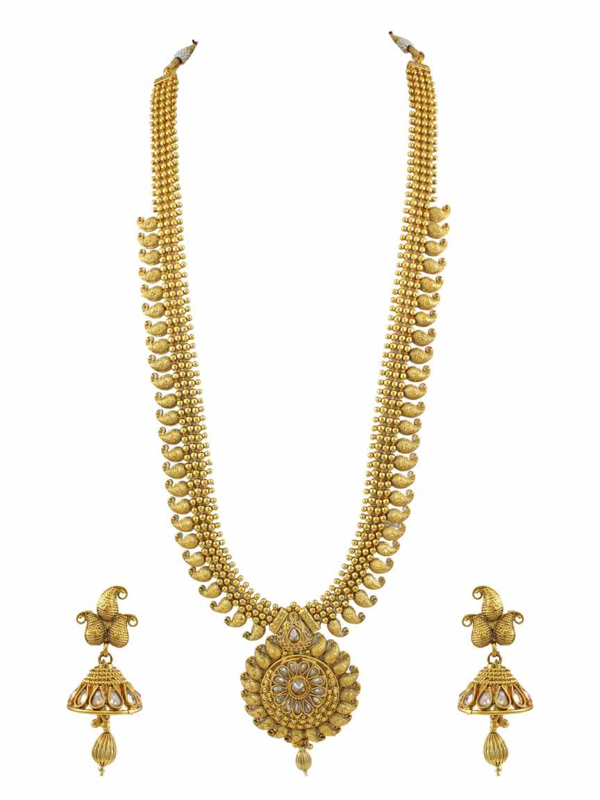 NECKLACE EARRING in CHECKERED POLKI Style | Design - 15271