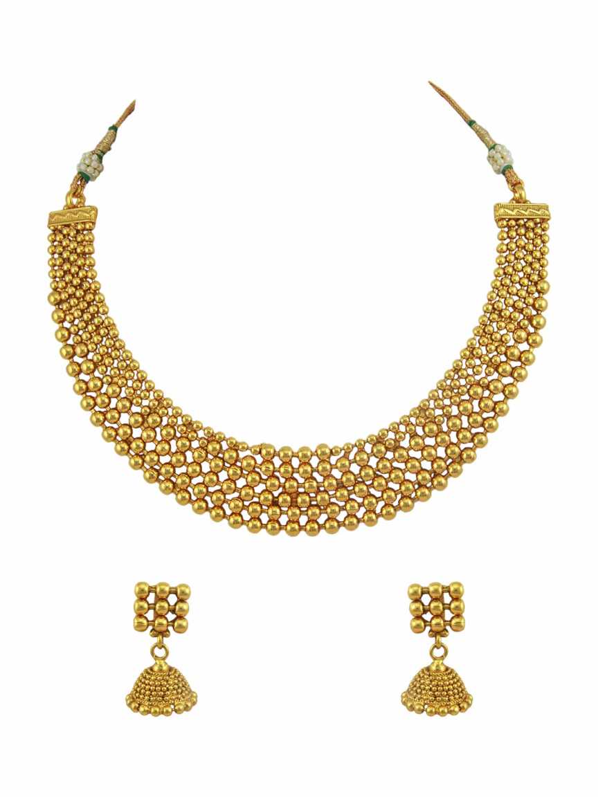 NECKLACE EARRING in CHECKERED POLKI Style | Design - 15498