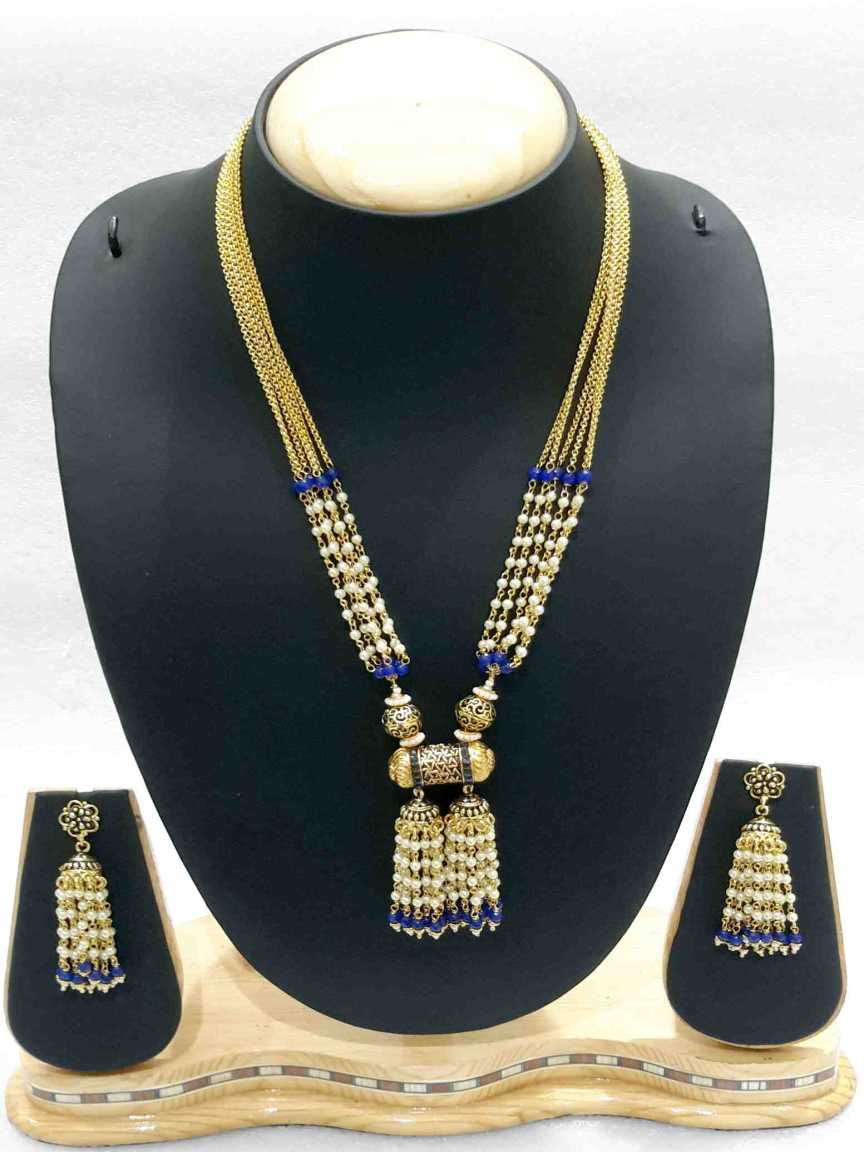 NECKLACE EARRING in CHECKERED POLKI Style | Design - 16151