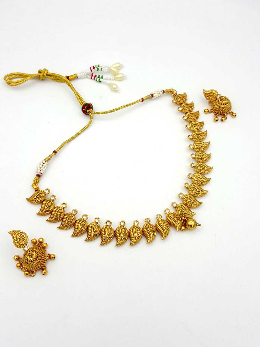 NECKLACE EARRING in CHECKERED POLKI Style | Design - 18098