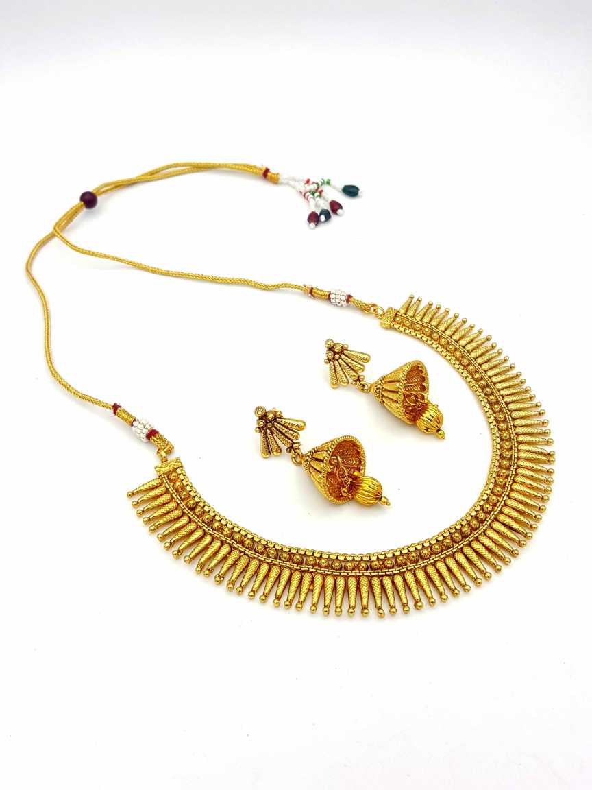 NECKLACE EARRING in CHECKERED POLKI Style | Design - 18218