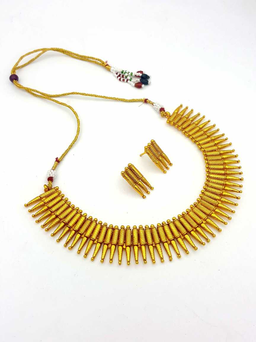NECKLACE EARRING in CHECKERED POLKI Style | Design - 18289