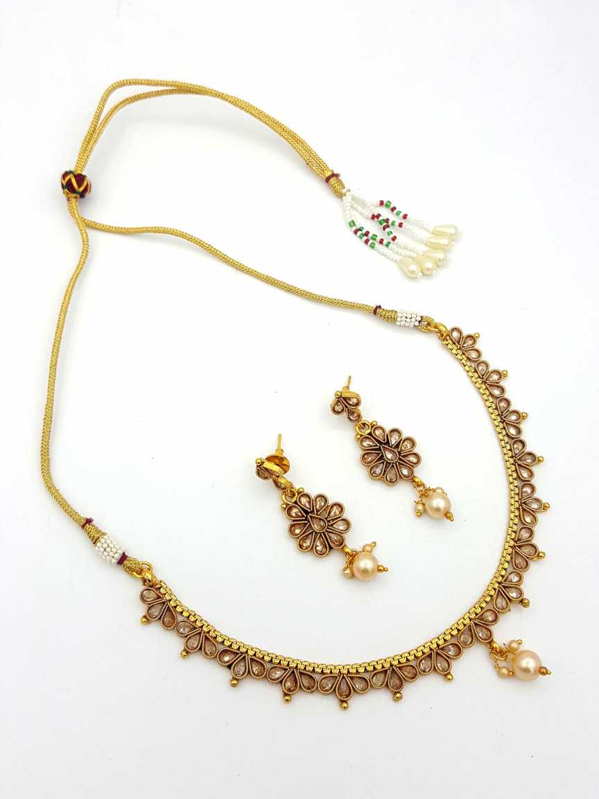 NECKLACE EARRING in CHECKERED POLKI Style | Design - 18311