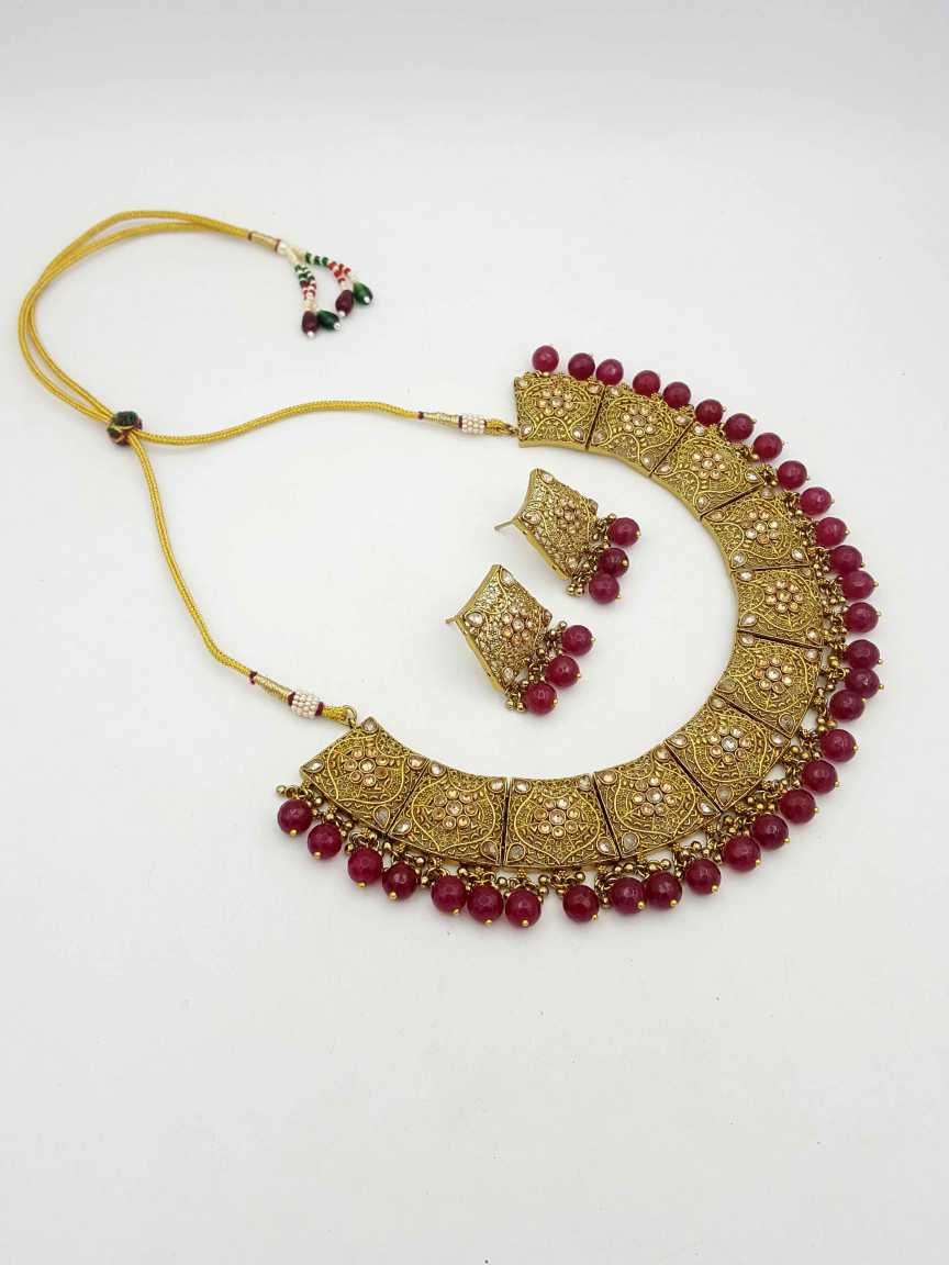 checkered_polki-necklace_earring-NLCK19189RBDG