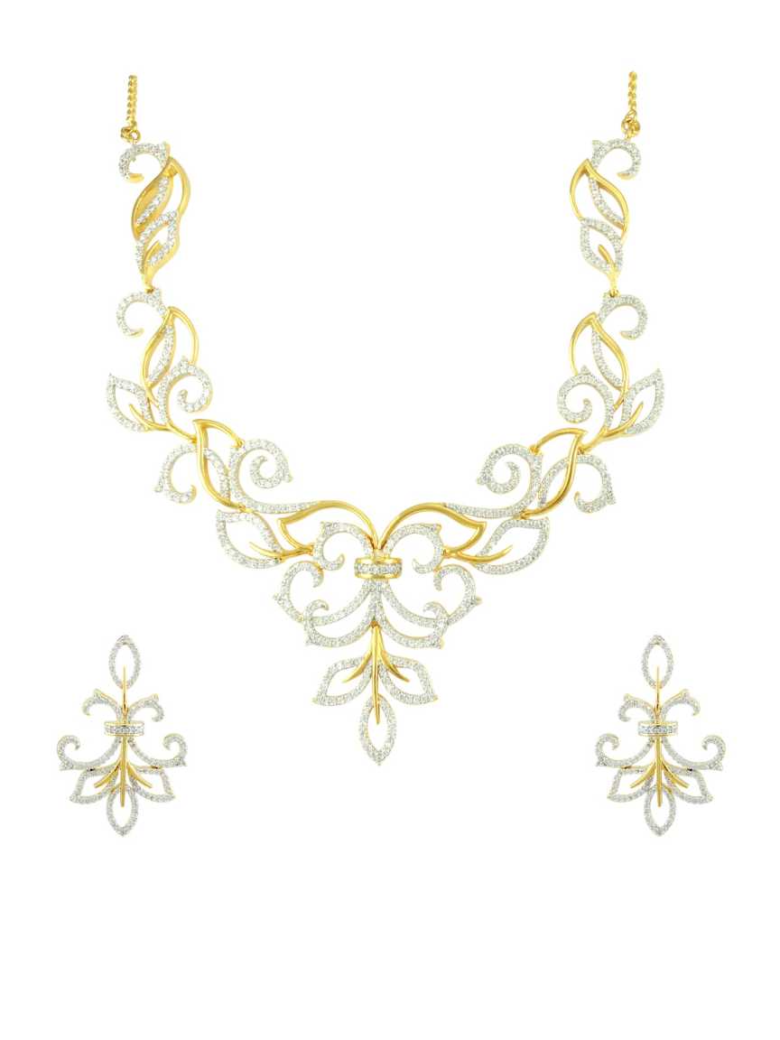 NECKLACE EARRING in CZ AD AMERICAN DIAMOND Style | Design - 11788