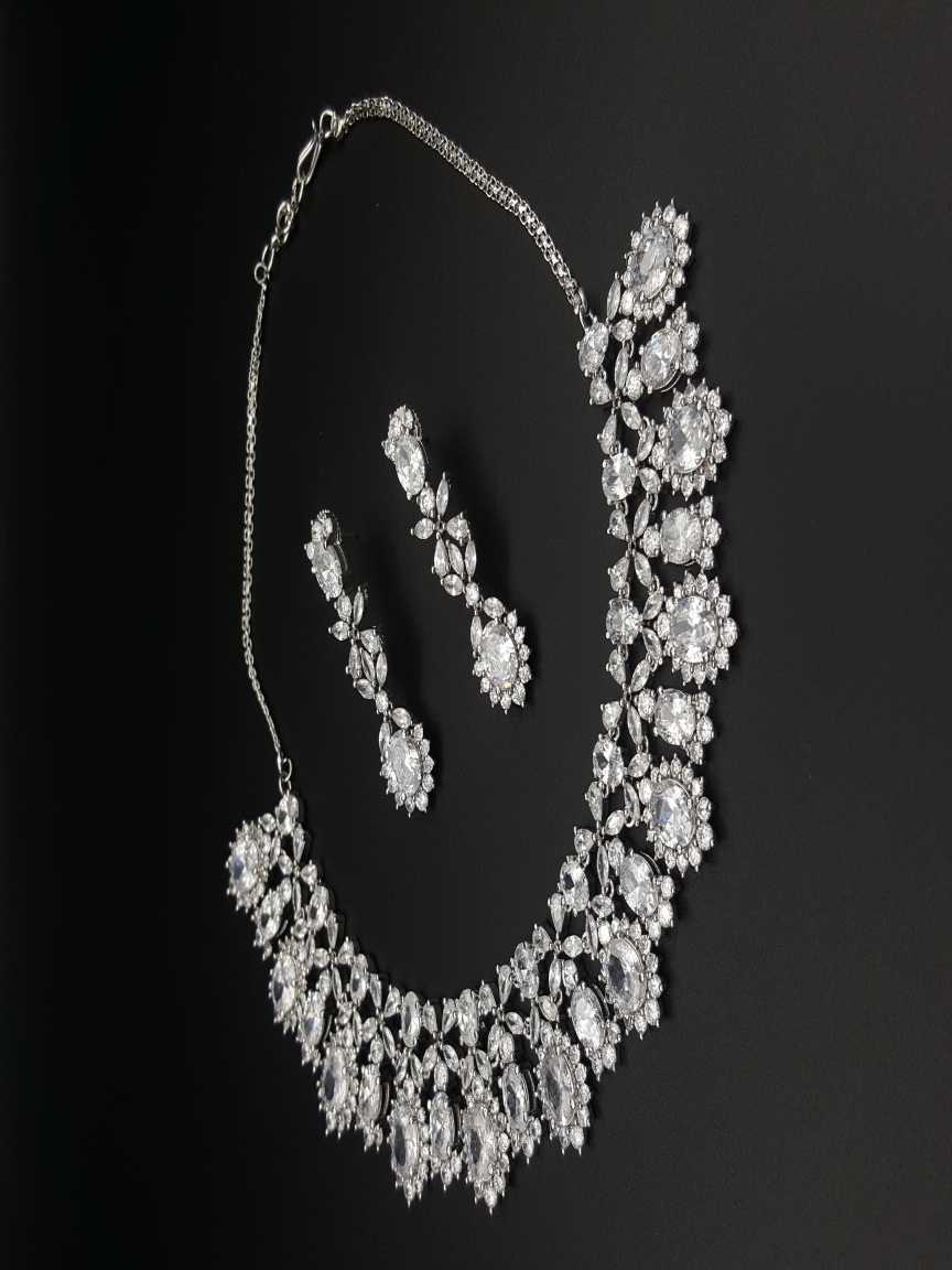 NECKLACE EARRING in CZ AD AMERICAN DIAMOND Style | Design - 17822