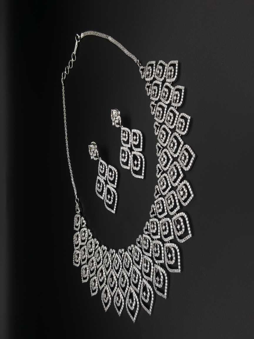 NECKLACE EARRING in CZ AD AMERICAN DIAMOND Style | Design - 17893