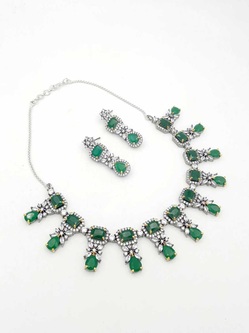 NECKLACE EARRING in CZ AD AMERICAN DIAMOND Style | Design - 18418