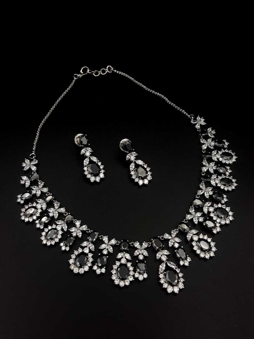 NECKLACE EARRING in CZ AD AMERICAN DIAMOND Style | Design - 18642