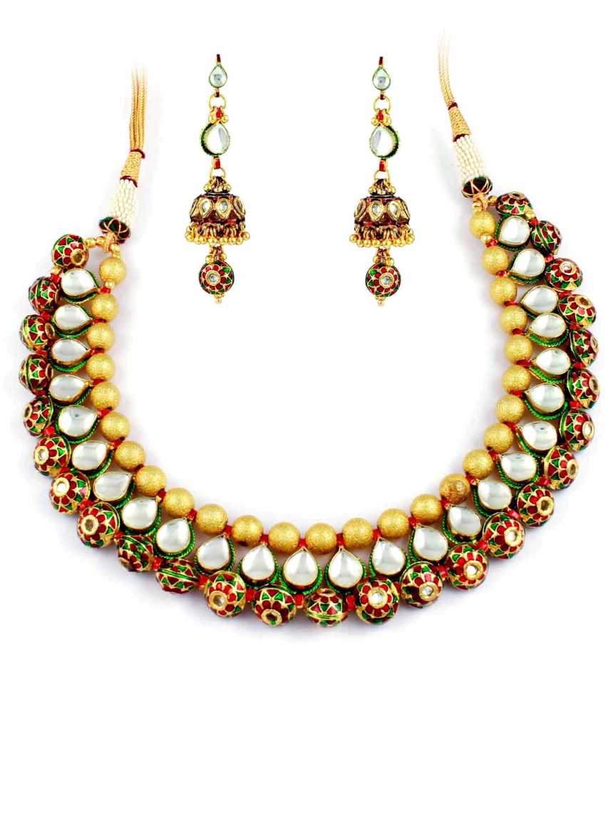 NECKLACE EARRING in JADAU KUNDAN Style | Design - 10962