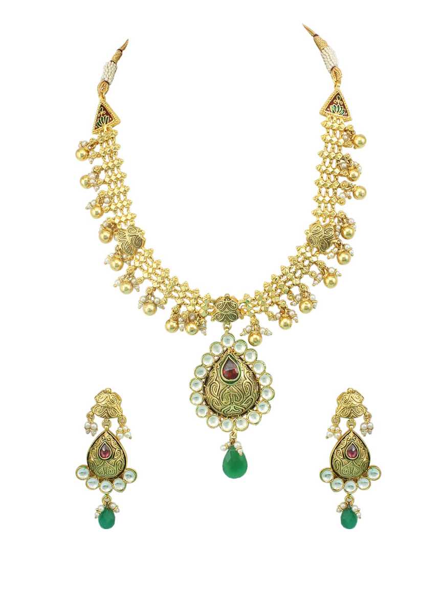 NECKLACE EARRING in JADAU KUNDAN Style | Design - 10990