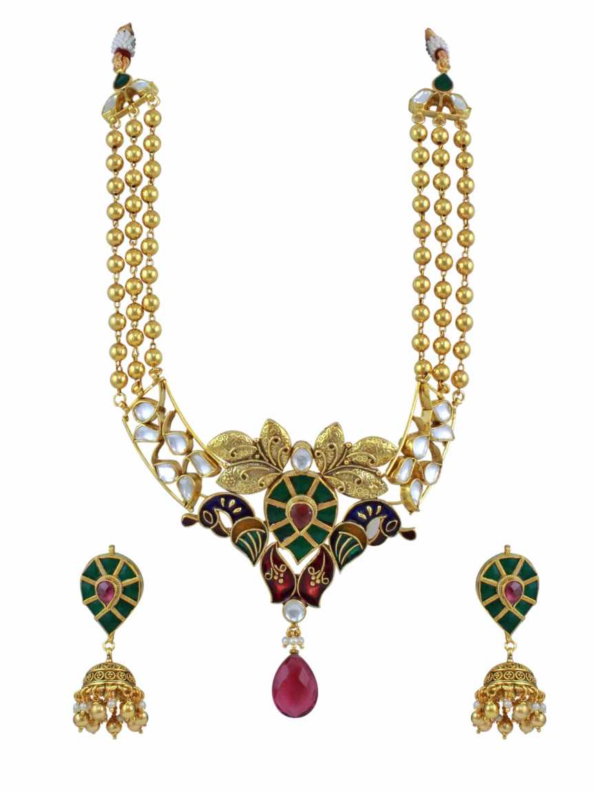 NECKLACE EARRING in JADAU KUNDAN Style | Design - 10999