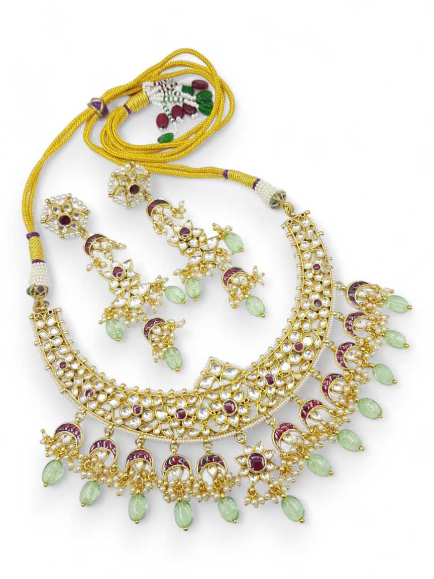 NECKLACE EARRING IN JADAU KUNDAN STYLE | DESIGN - 11255