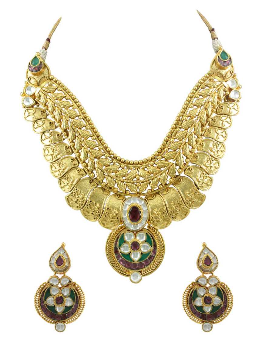 NECKLACE EARRING in JADAU KUNDAN Style | Design - 15254