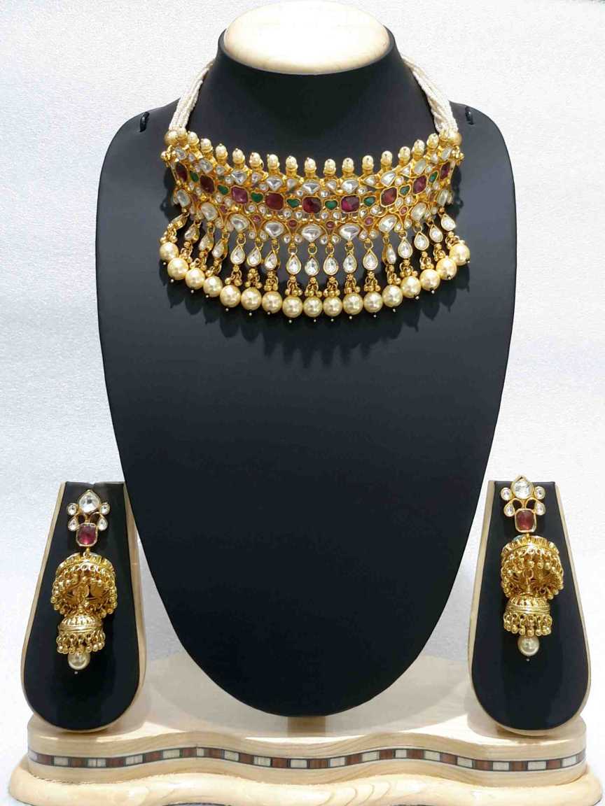 NECKLACE EARRING in JADAU KUNDAN Style | Design - 15256