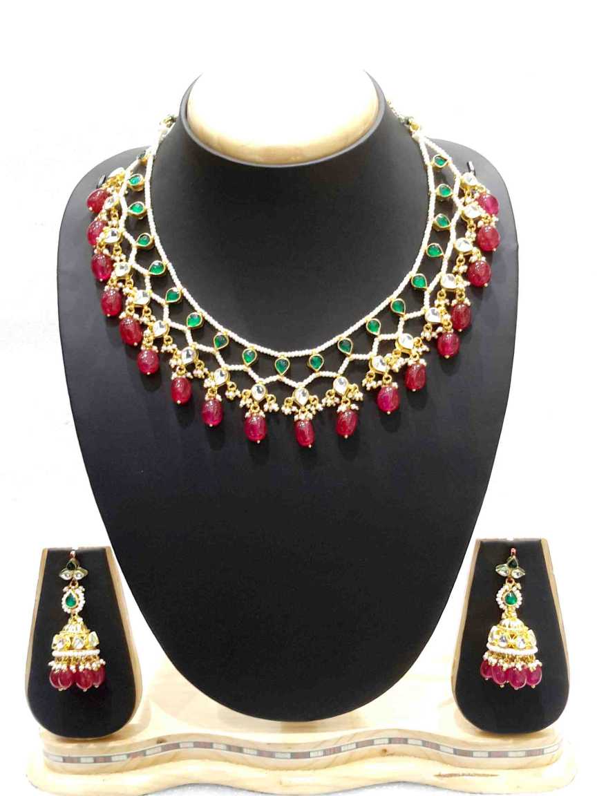 NECKLACE EARRING in JADAU KUNDAN Style | Design - 15548