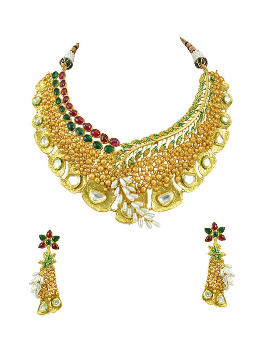 NECKLACE EARRING in JADAU KUNDAN Style | Design - 15763