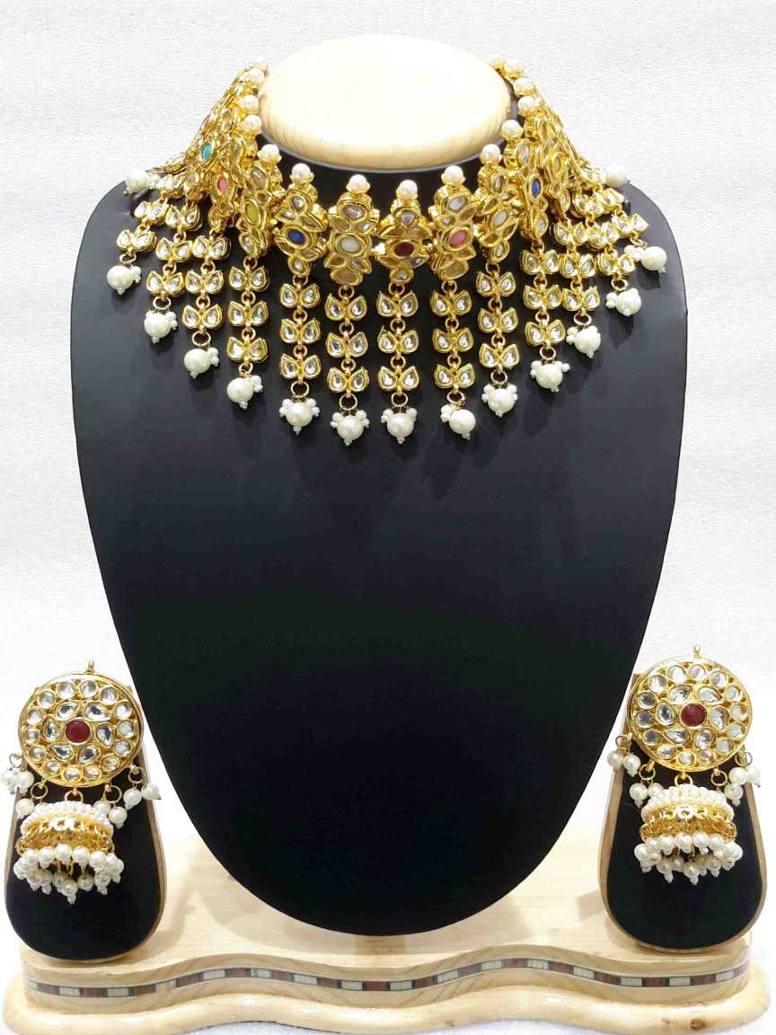NECKLACE EARRING in JADAU KUNDAN Style | Design - 15856