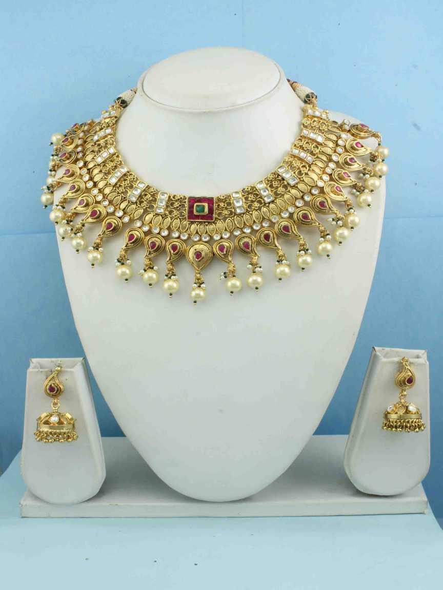 NECKLACE EARRING in JADAU KUNDAN Style | Design - 16359