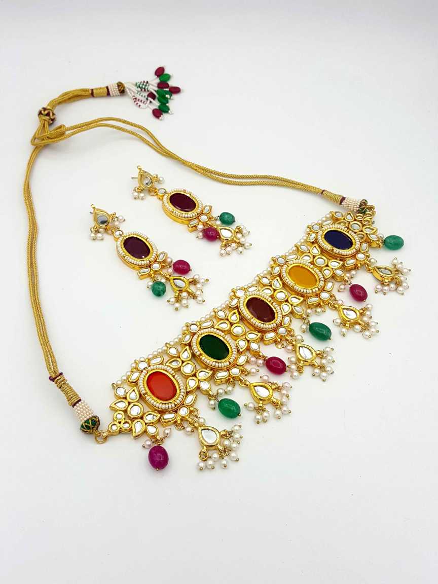 NECKLACE EARRING in JADAU KUNDAN Style | Design - 17987