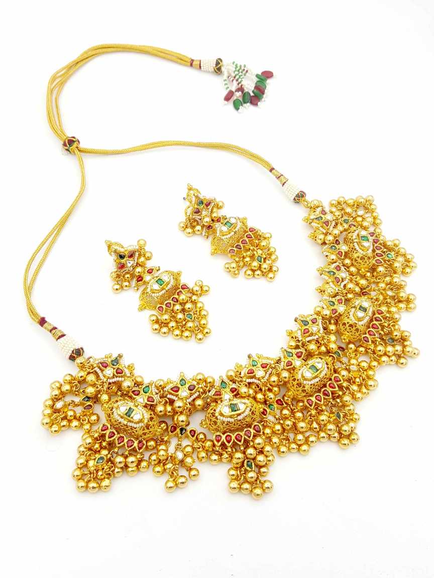 NECKLACE EARRING in JADAU KUNDAN Style | Design - 18324