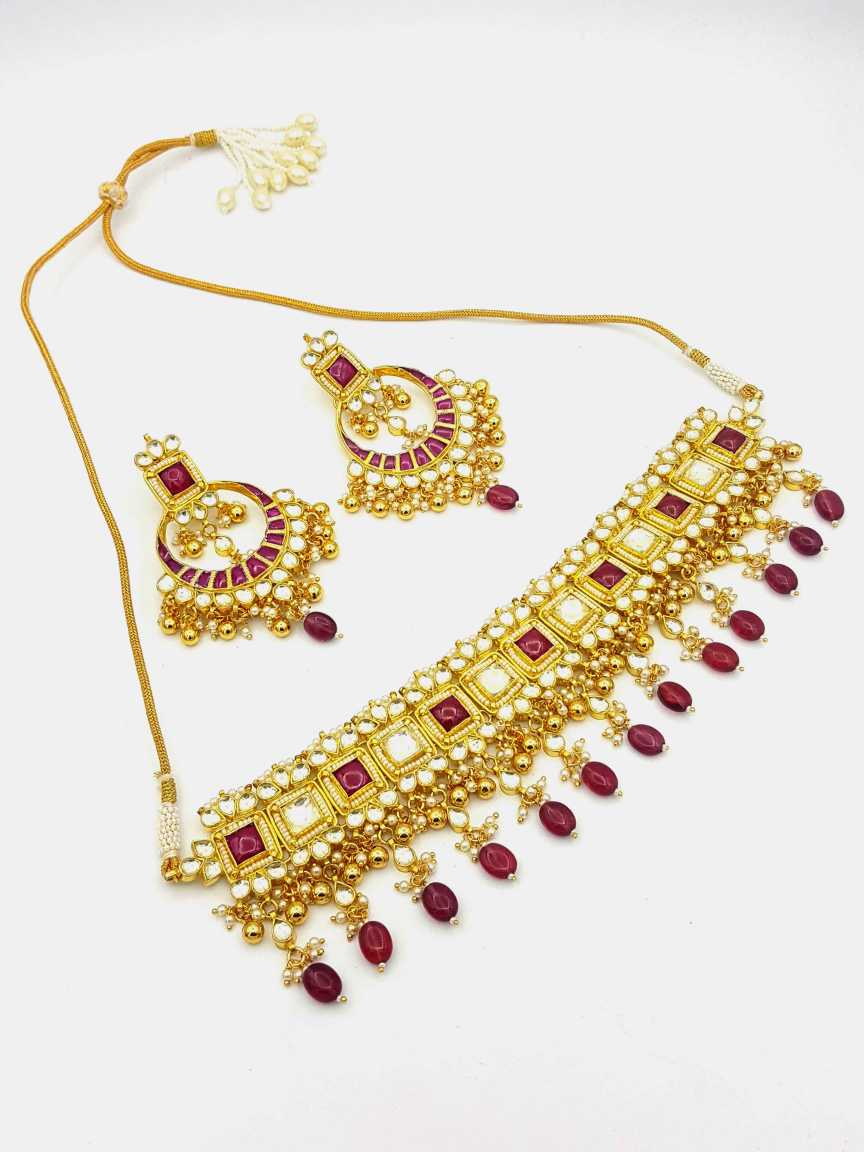 NECKLACE EARRING in JADAU KUNDAN Style | Design - 18364