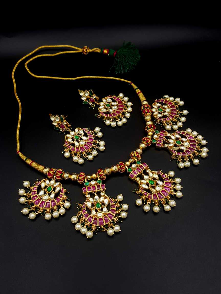 NECKLACE EARRING in JADAU KUNDAN Style | Design - 19756