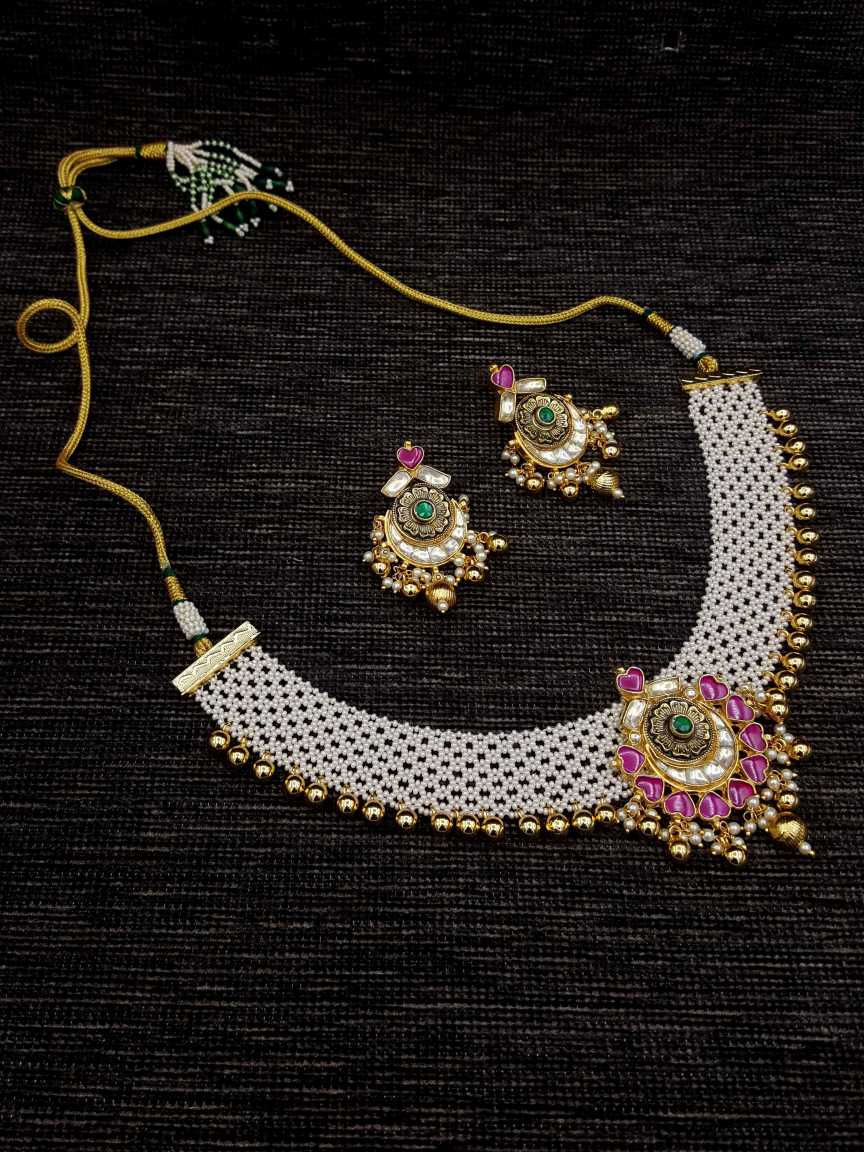 NECKLACE EARRING in JADAU KUNDAN Style | Design - 20120