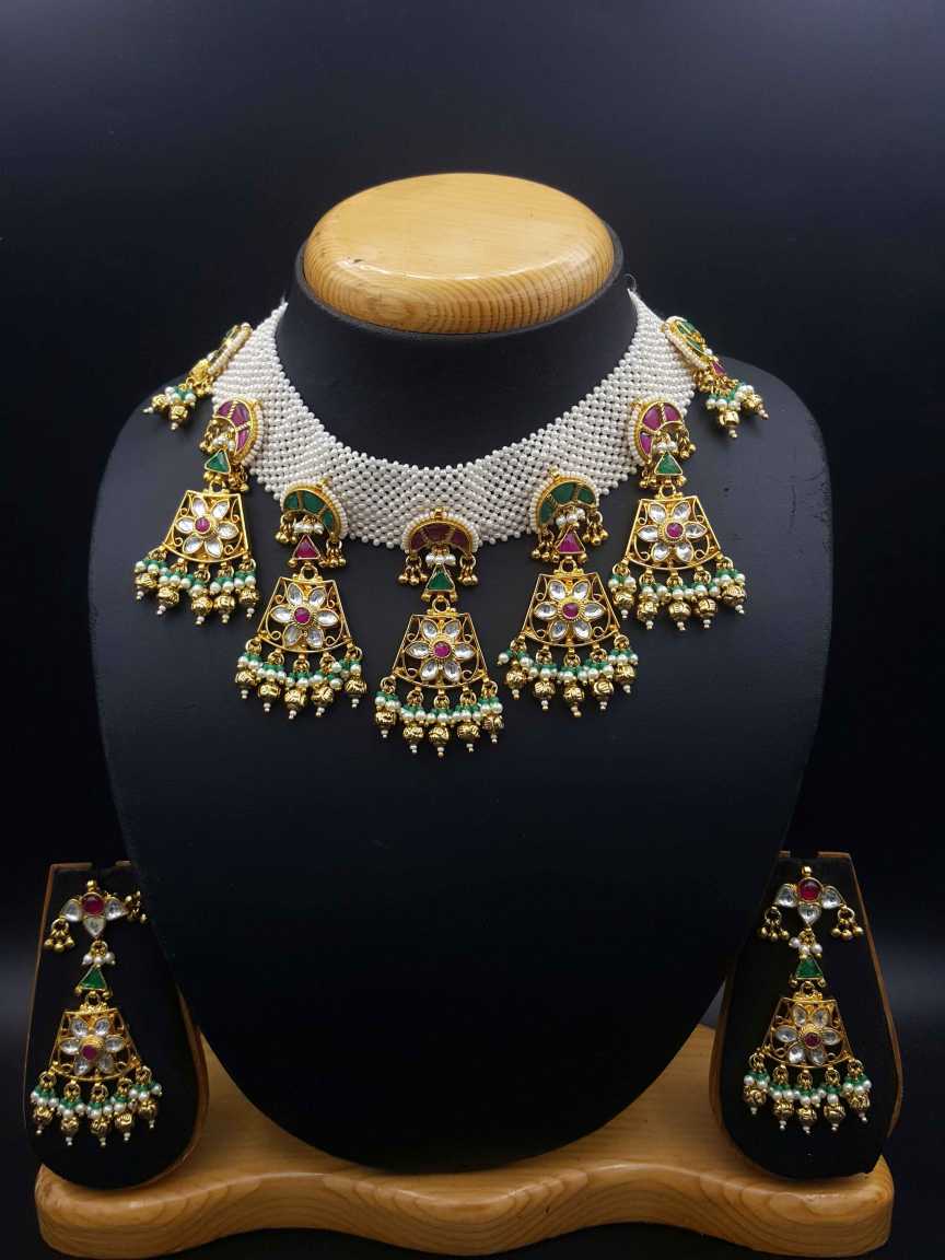 NECKLACE EARRING in JADAU KUNDAN Style | Design - 20271