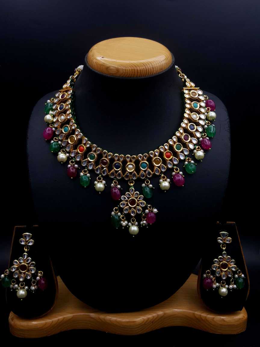 NECKLACE EARRING in JADAU KUNDAN Style | Design - 20333