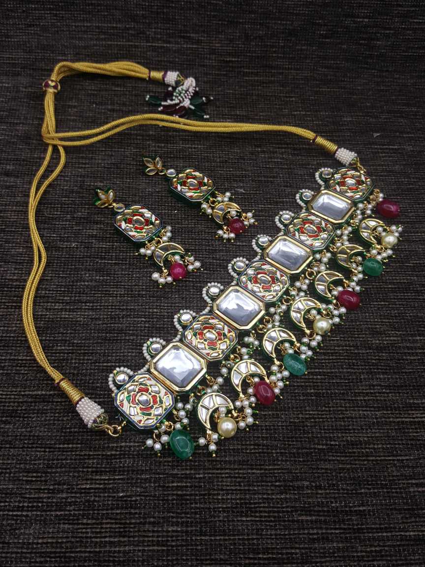 NECKLACE EARRING in JADAU KUNDAN Style | Design - 20717