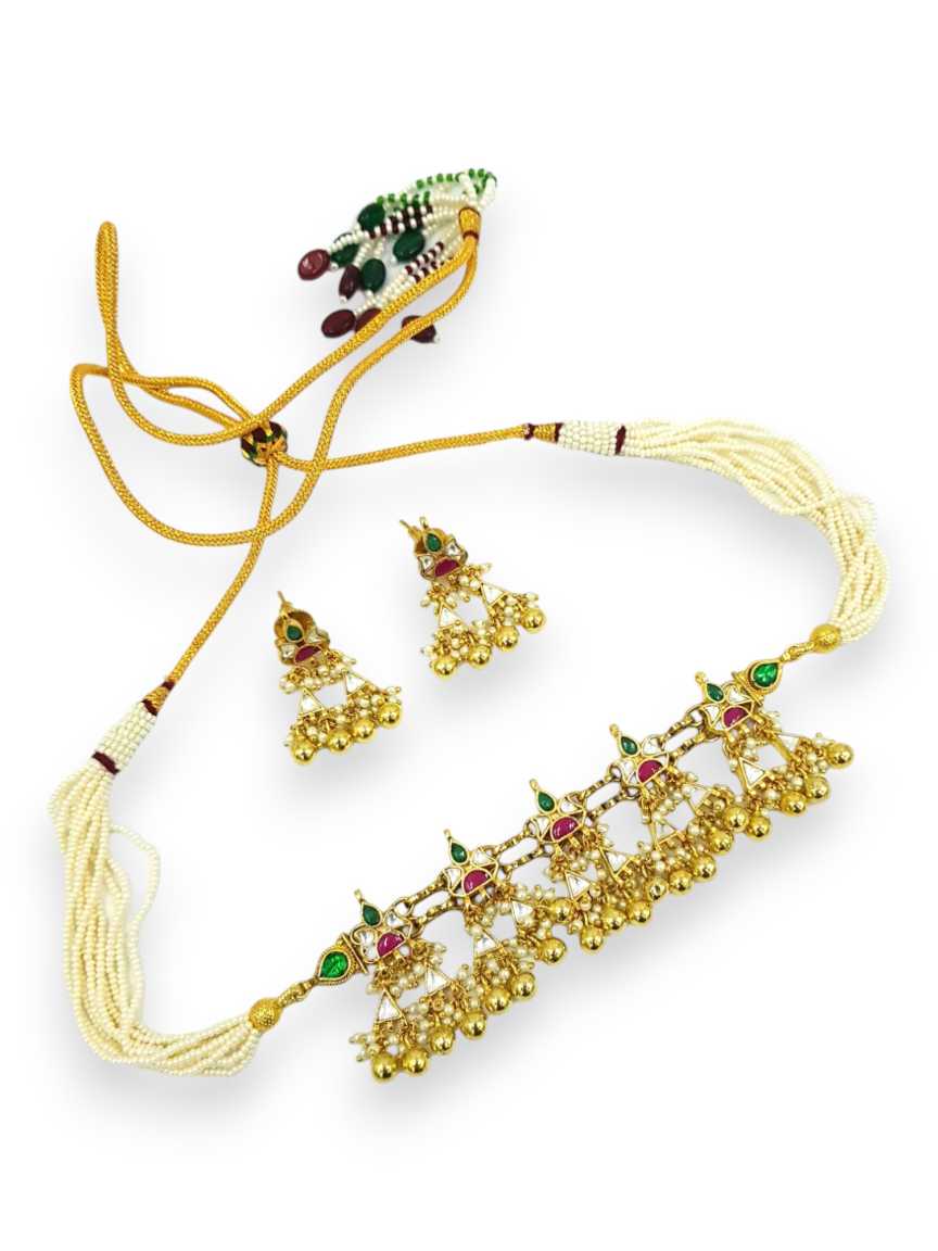 NECKLACE EARRING in JADAU KUNDAN Style | Design - 21281
