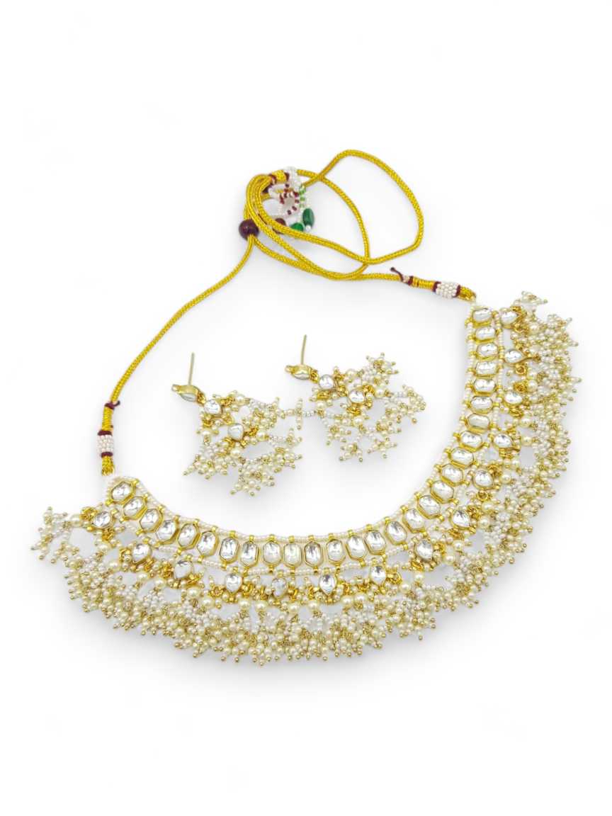 NECKLACE EARRING IN JADAU KUNDAN STYLE | DESIGN - 22065