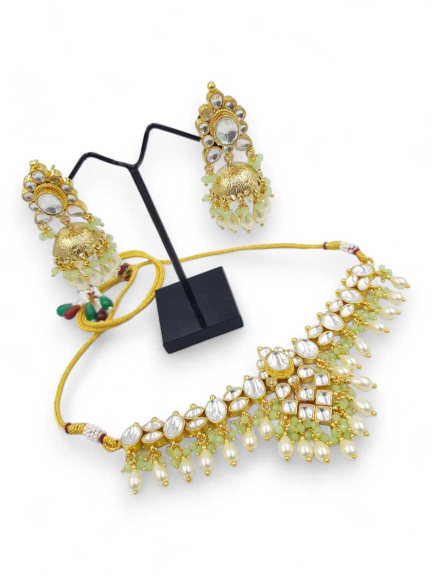 NECKLACE EARRING in JADAU KUNDAN Style | Design - 22274