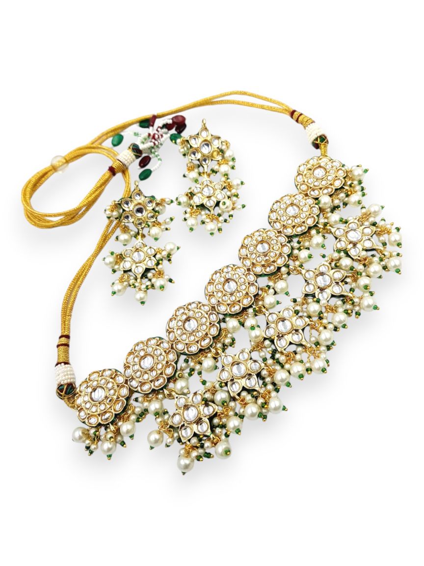 NECKLACE EARRING IN JADAU KUNDAN STYLE | DESIGN - 22605