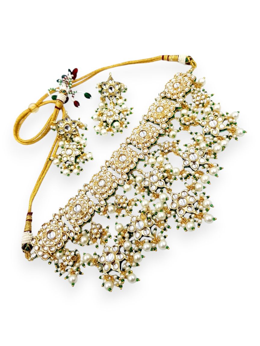 NECKLACE EARRING IN JADAU KUNDAN STYLE | DESIGN - 22608