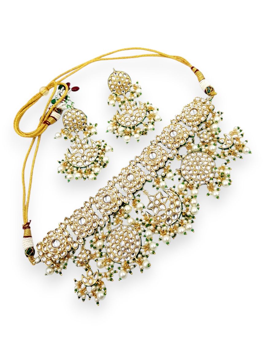 NECKLACE EARRING IN JADAU KUNDAN STYLE | DESIGN - 22609