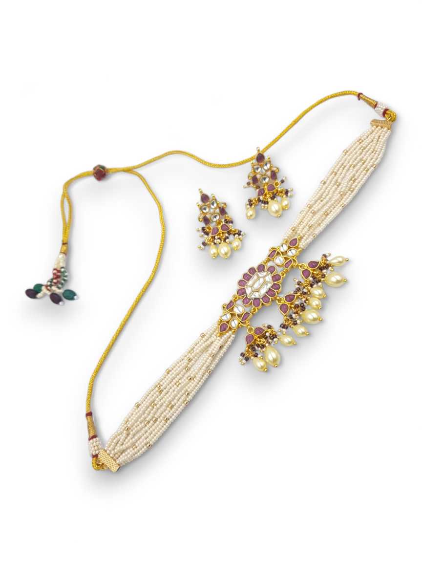 NECKLACE EARRING IN JADAU KUNDAN STYLE | DESIGN - 22879